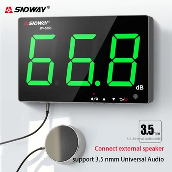 SNDWAY SW-525G ses seviyesi ölçer 30-130 dB duvara monte dijital gürültü ölçer USB şarj ölçüm desibel izleme gürültü