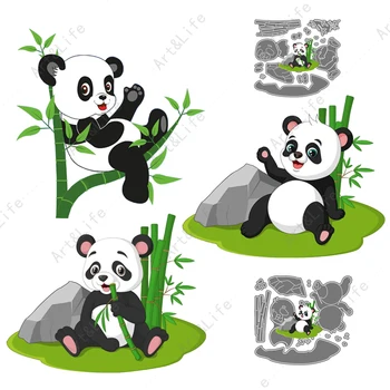Sıcak Yeni Metal Kesme Ölür Sevimli Pandalar Hayvanlar Şablonlar Yapmak için koleksiyon defteri kağıdı Kartları Albümü Doğum Günü Kartı Kabartma Kesme Ölür