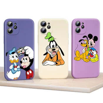 Sıvı Silikon Yumuşak Kapak Disney Goofy Köpek Apple iPhone 13 12 Mini 11 Pro XS MAX XR X 8 7 6 SE Artı telefon kılıfı