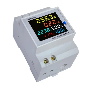 Tek fazlı akıllı ray tipi gerilim akım güç frekans faktörü metre tezgah AC40-300V / AC250-450V dahili CT100A