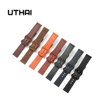 UTHAI Z90 Watchband Kadın Erkek 22mm Deri İnek Derisi saat kayışı Hızlı Serbest Bırakma Kayış İzle Aksesuarları Bilezikler Ücretsiz Teslimat