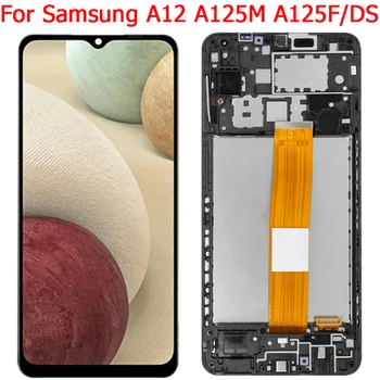 Yeni Orijinal Samsung Galaxy A12 A125F Çerçeve İle LCD Ekran 6.5 