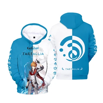 Yeni Sonbahar 3D Genshin Darbe Hoodies Erkek Kadın Sweatshirt Hip Hop Çocuklar Oyun Rahat TARTAGLİA Erkek Kız Kazaklar Tops