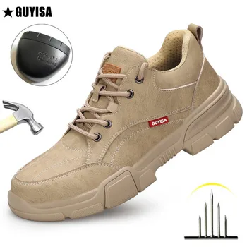 Çelik Burunlu Çizmeler Erkekler için Askeri iş çizmeleri Yıkılmaz iş ayakkabısı Çöl Savaş Güvenlik Botları Ordu Güvenlik Ayakkabıları