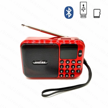 Şarj edilebilir Bluetooth Hoparlör Cep FM Radyo MP3 Müzik Çalar Taşınabilir Radyo Alıcısı Hoparlör Destek TF Kart USB Disk