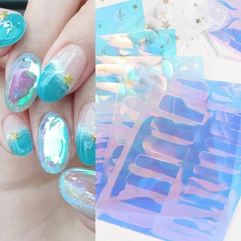 1 adet Buz Yama takılar Tırnak Sticker nail art süslemeleri Japon Tırnak Sanat Buz Aurora Çıkartmaları Kore Moda Çivi Tasarım Manikür