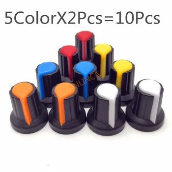 5 Renk X 2 Adet 10 Adet 6mm Mil Delik Dia Plastik Dişli Tırtıllı Potansiyometre Kolları Kapaklar Mil Delik AG2 Sarı Turuncu Mavi