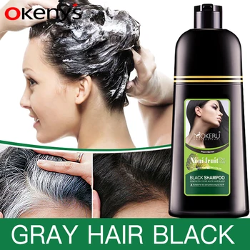 500ml Hızlı Siyah şampuan saç boyası Doğal Siyah Renklendirici Organik Erkekler Kadınlar için Saç Boyama Ürünleri Kapak Gri Beyaz Saç