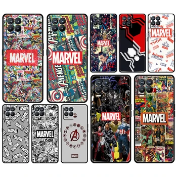 Avengers Marvel Logosu OPPO GT Ana Bulmak X5 X3 Realme için 9 8 6 C3 C21Y Pro Lite A53S A5 A9 2020 Siyah telefon kılıfı Kapak Coque