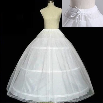 Beyaz Yüksek Kalite Beyaz 3 Çemberler Petticoat A-line balo tül Gelinlik Jüpon Kabarık Etek Etek Bel ayarlanabilir