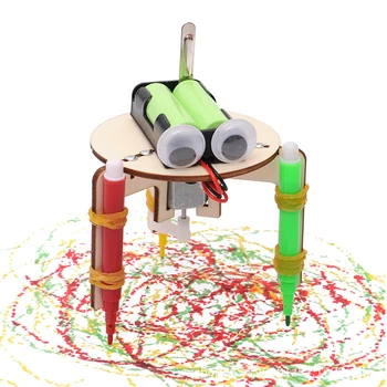DIY Kitleri Graffiti Robot Modeli Bilim Oyuncaklar Çocuklar için Yapmak Titreşim Graffiti Yenilik Eğitici Oyuncaklar Montaj Modeli Kitleri