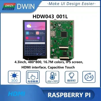 Dwın 4.3 inç 480*800 çözünürlük HDMI TFT LCD Ekran Monitör Ahududu Pi için, Linux, Android sistemi, BB Siyah, Muz Pi