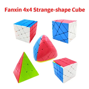 Fanxin 4X4 Eksen Fisher Sihirli Küp 4x4 Fırıldak Stickerless Hız Küp Profesyonel çocuklar için yap-boz Piramit Cubo