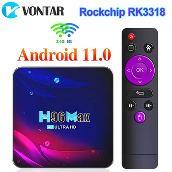H96 Max V11 Rk3318 akıllı tv kutusu Android 11 4g 64gb 32gb Android Tv Kutusu 4k 5g Wifi Youtube Medya Oynatıcı H96max Set Üstü Kutusu스스