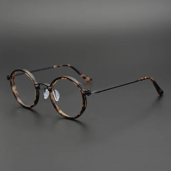 Japon El Yapımı Retro Yuvarlak Gözlük Optik Gözlük Çerçevesi Erkekler Titanyum Asetat Reçete Kadın Miyopi Gözlük Gözlük