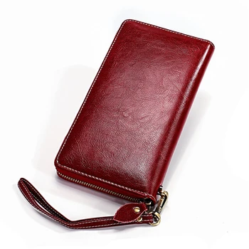Kadın Cüzdan Büyük uzun cüzdan En Kaliteli İnek Deri telefon kartı tutucu Kadın Çanta Fermuar Cüzdan Kadınlar İçin el çantası
