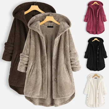 Kadın Giyim Artı Boyutu Kapüşonlu Ceket Çift Taraflı Polar Sıcak Tutmak Sıcak Kış Bahar Sonbahar kapüşonlu ceket Moda Rüzgarlık