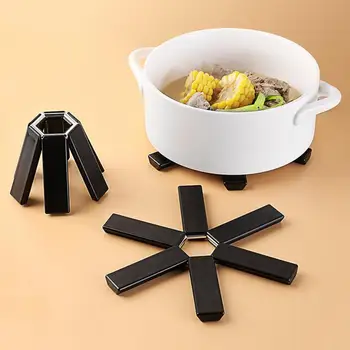 Katlanabilir Pan Mat ısı yalıtımlı kaymaz anti-haşlanma siyah içi boş ısı yalıtımlı taşınabilir Pan pad Placemat mutfak aksesuarları