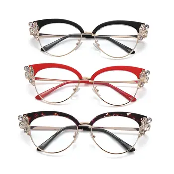 Mavi ışık engelleme gözlük kadınlar Retro kedi gözü gözlük çerçeveleri erkekler reçete okuma gözlüğü şeffaf Lens gözlük gözlük