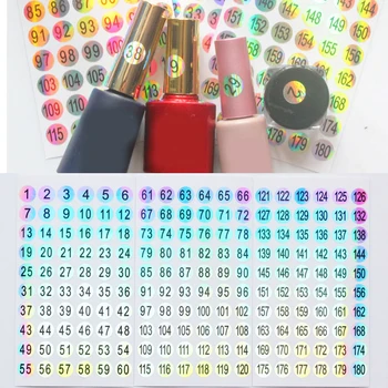 Su geçirmez Numarası Lazer Etiketleri Çıkartmalar DIY Craft İçin Oje Ruj Renk Numarası Etiketi Okul Ofis Malzemeleri Manikür Aracı