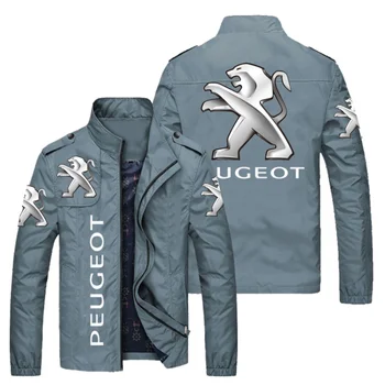 Yeni Bahar Sonbahar erkek Rahat Peugeot araba logosu Rüzgarlık Baskı Fermuar İnce Hip-Hop Bombacı Ceket Erkek Mont