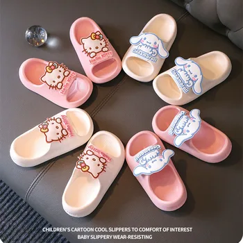 Yeni Hellokitty Çocuk Terlik Kawaii Sanrio Cinnamoroll Kalın Taban Eva Kaymaz Yumuşak Taban Kapalı Kız Sandalet çocuk hediyeler