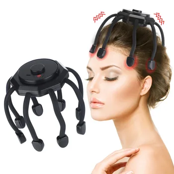 Şarj edilebilir Elektrikli baş masajı Kafa Terapötik Ağrı kesici 3D Stimülasyon Titreşim Akupunktur Noktası Relax Pençe baş masaj aleti