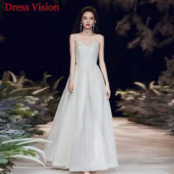 платье Yeni Varış Spagetti Kayışı Parlayan düğün elbisesi Basit Robe De Mariée Gelin Olmak Uzun gelin kıyafeti Vestido De Novia